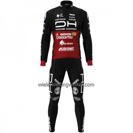 Set Fietsshirt Lange Mouw + Lange Koersbroek Drone Hopper 2022 Androni Giocattoli Rood Zwart